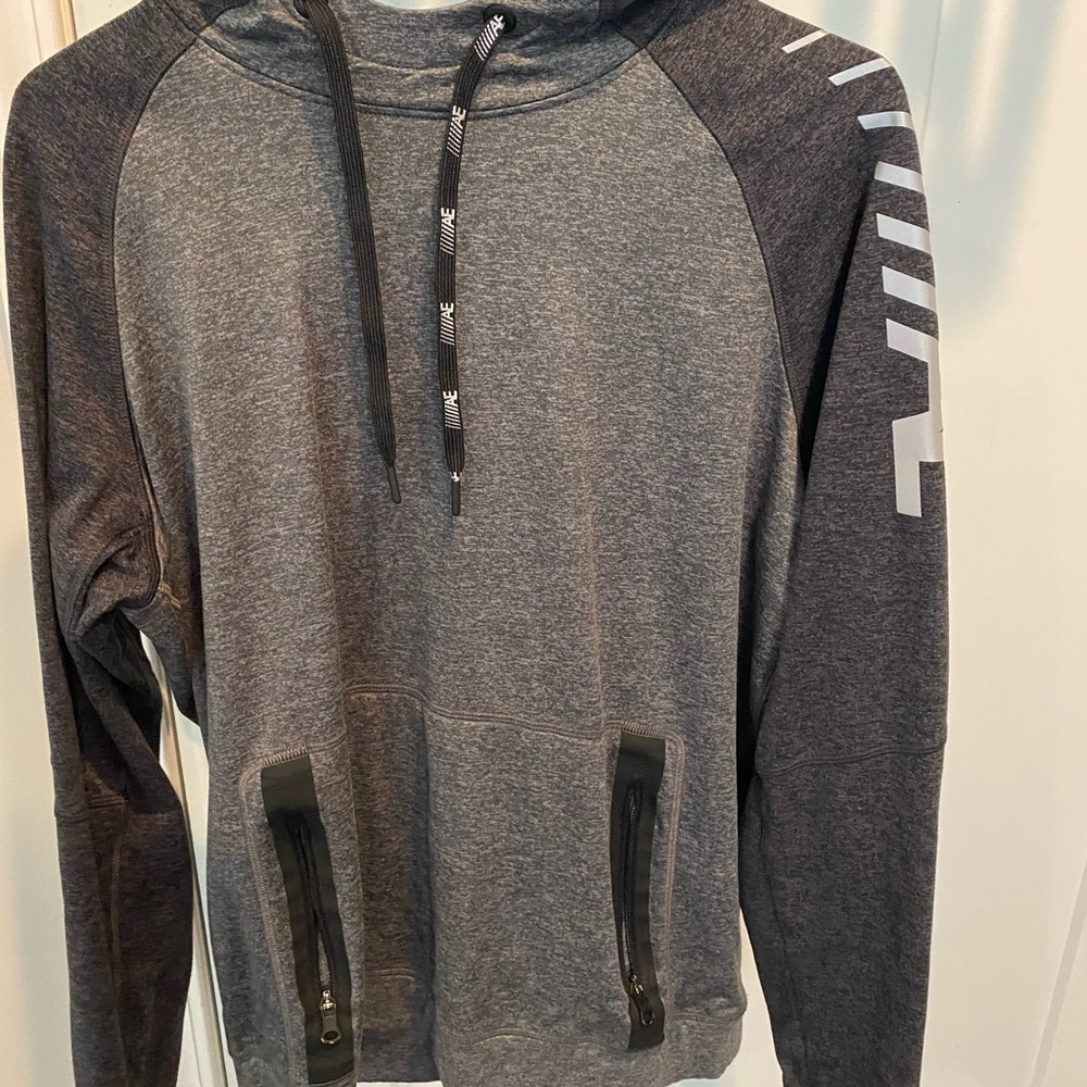 American Eagle Gray Hoodie with Zipper Pockets